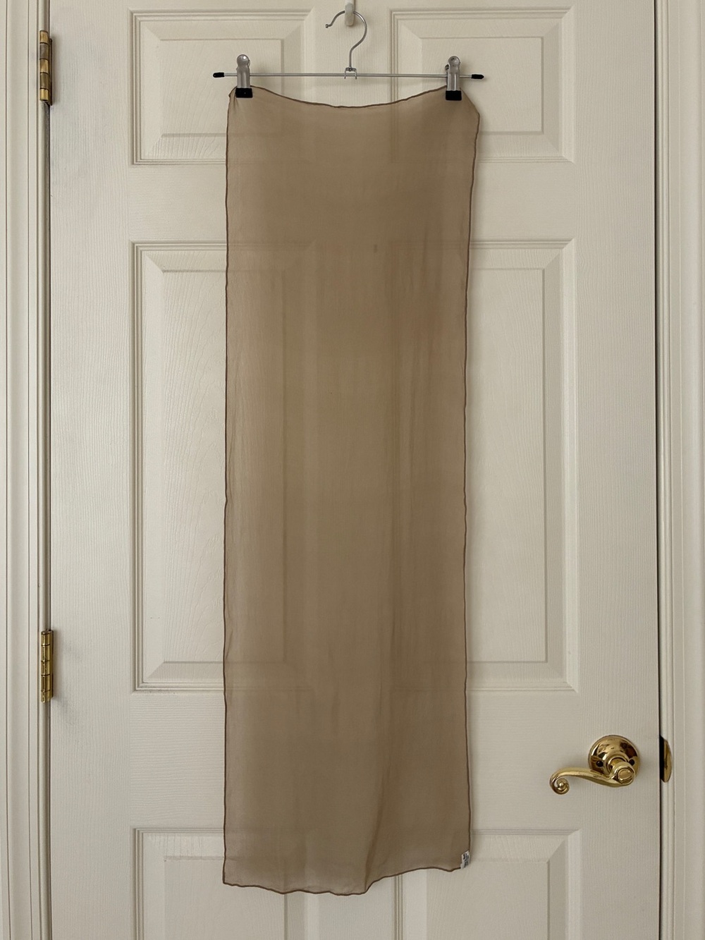 Vintage Vera Neumann Sheer Silk Scarf Tan 14” x 41”